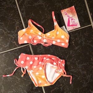 🍉Kanu Surf Orange and White Polka Dot Kids Bikini